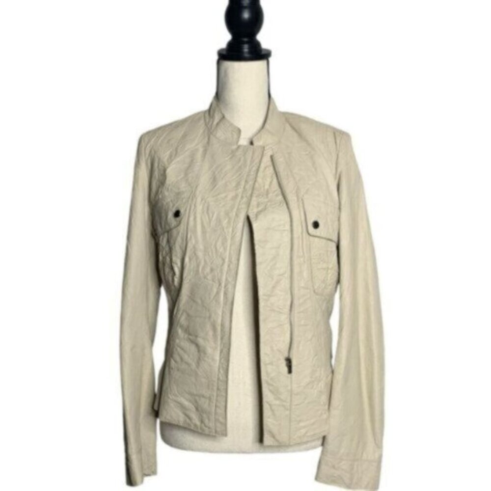Time Postmodern Cream Leather Jacket - image 2